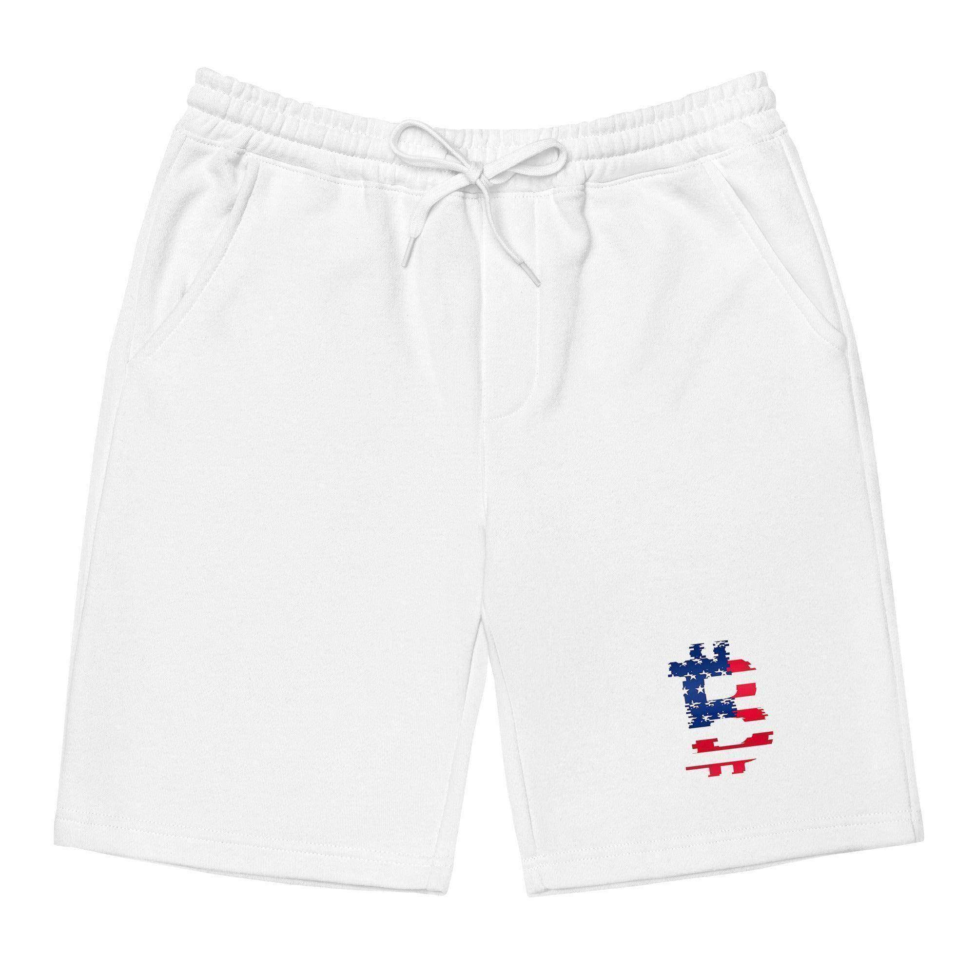 Bitcoin American Flag Fleece Shorts - InvestmenTees