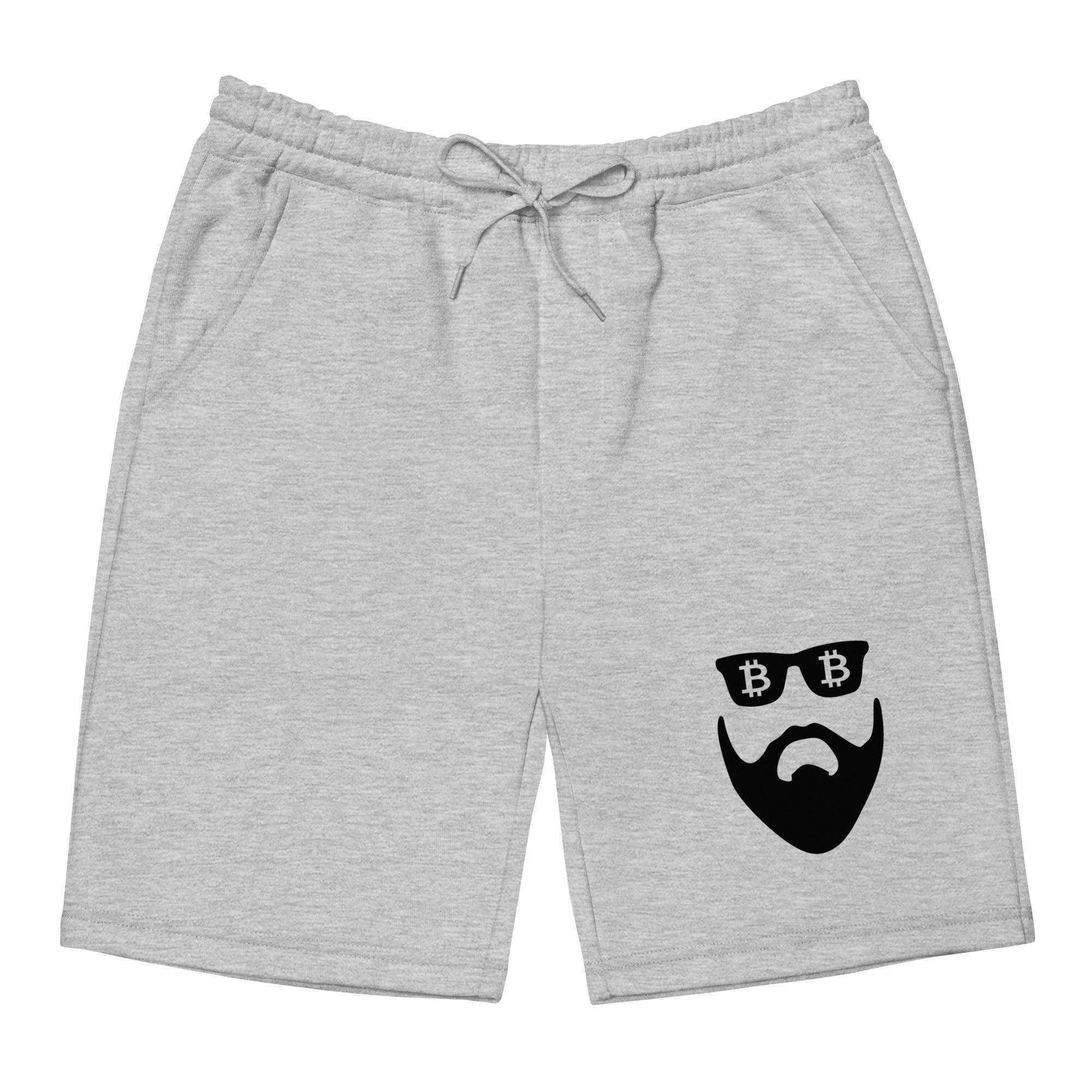 Bitcoin Mustache Face Fleece Shorts - InvestmenTees