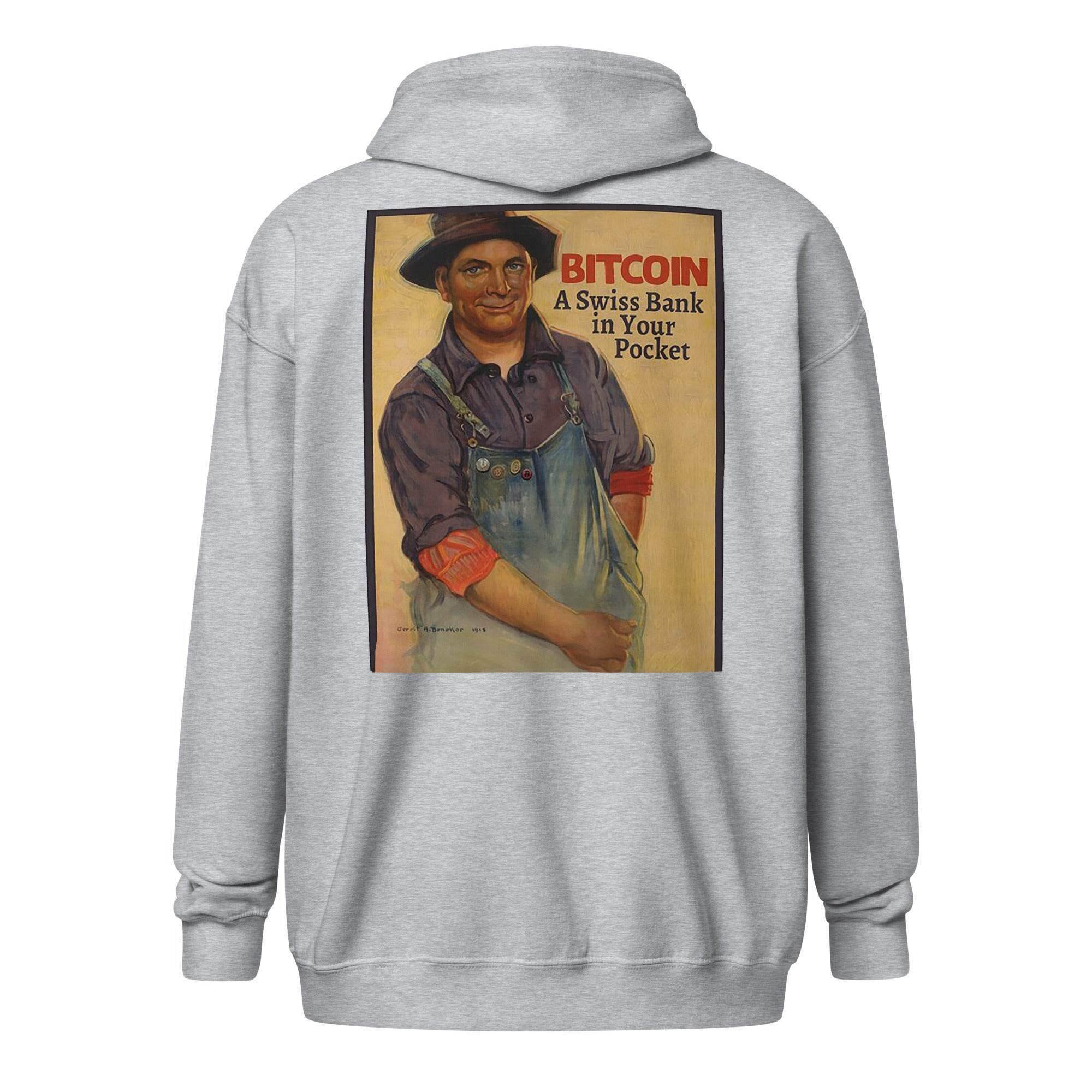 Bitcoin Swiss Bank Zip Up Hoodie - InvestmenTees