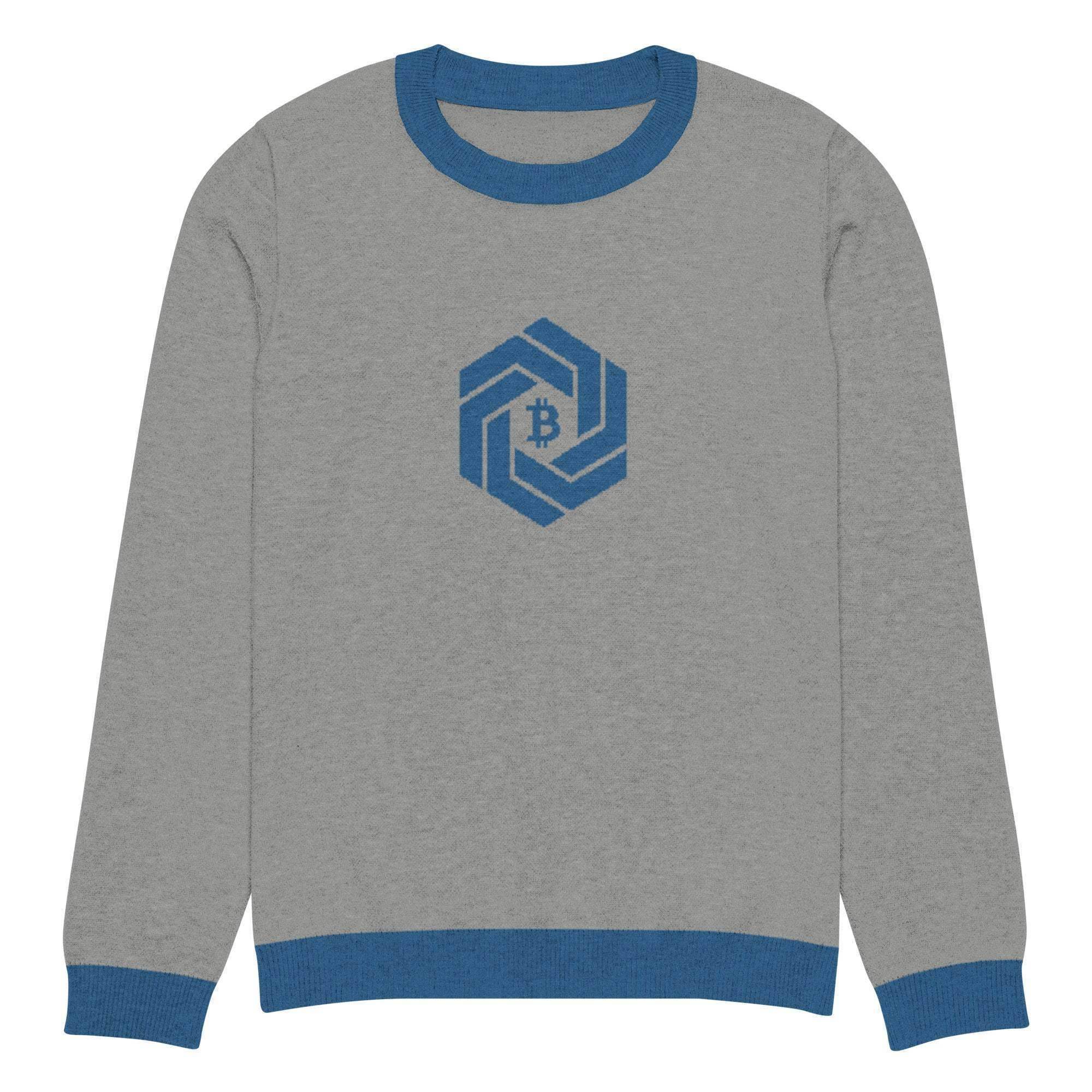 White Bitcoin Chain Knitted Crew Sweater - InvestmenTees