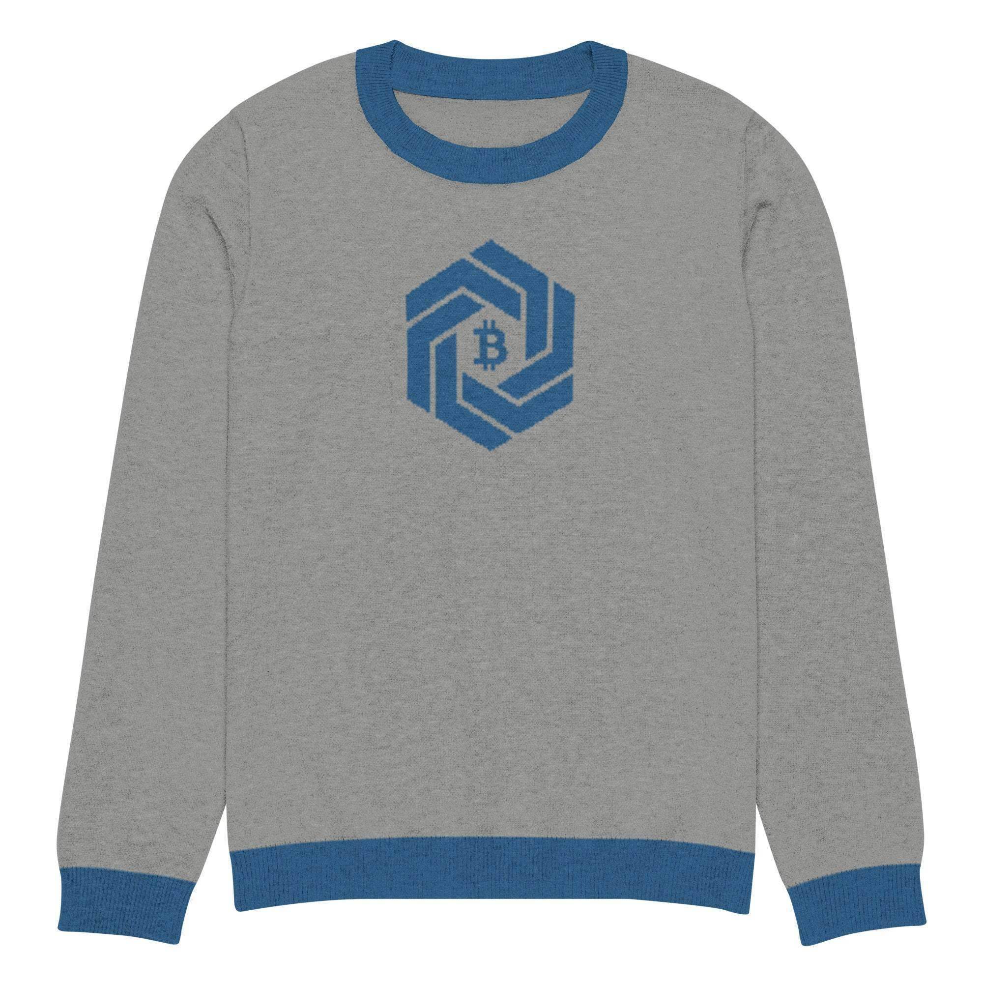White Bitcoin Chain Knitted Crew Sweater - InvestmenTees