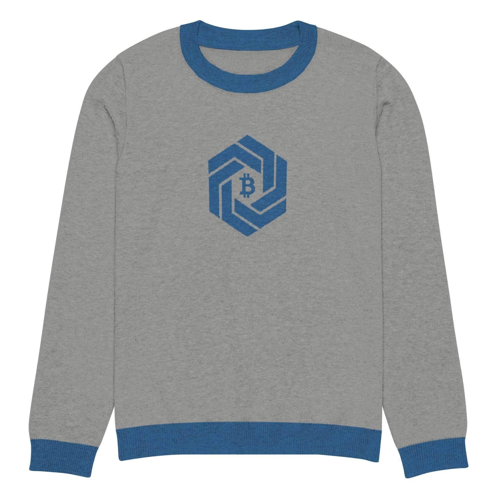 White Bitcoin Chain Knitted Crew Sweater - InvestmenTees