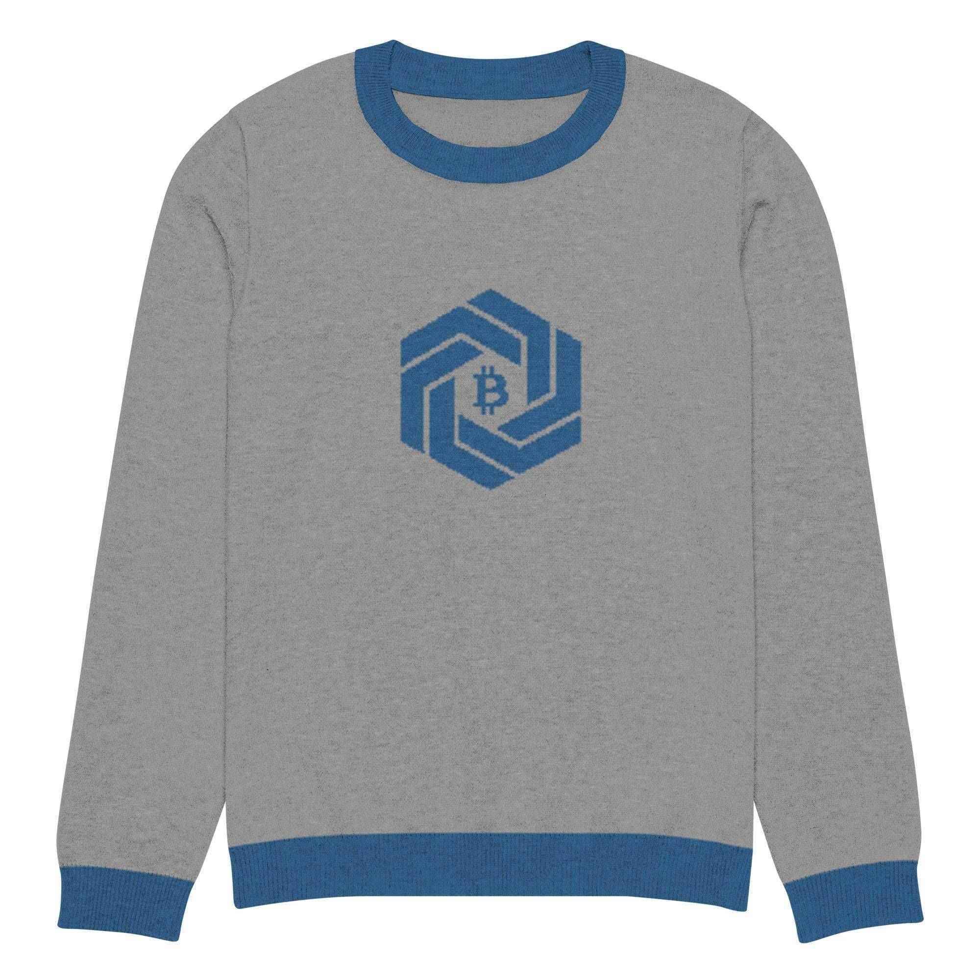 White Bitcoin Chain Knitted Crew Sweater - InvestmenTees