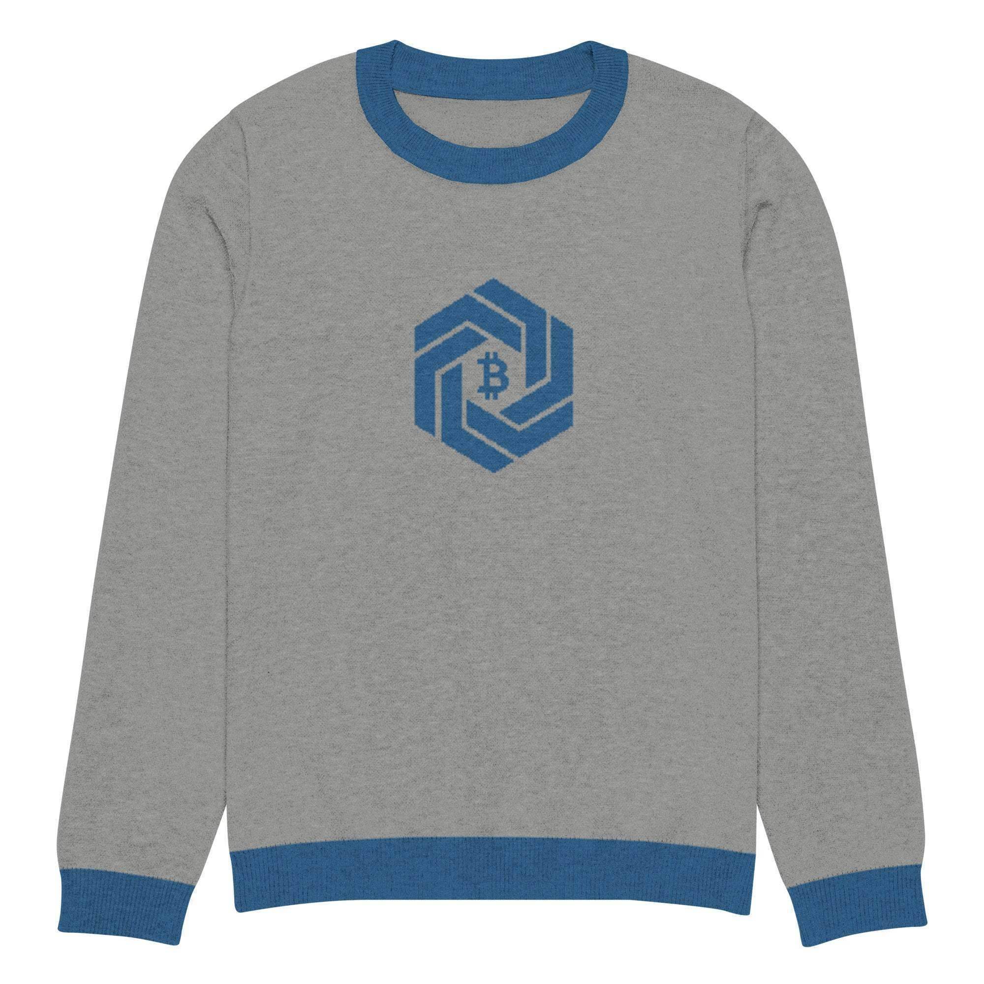 White Bitcoin Chain Knitted Crew Sweater - InvestmenTees