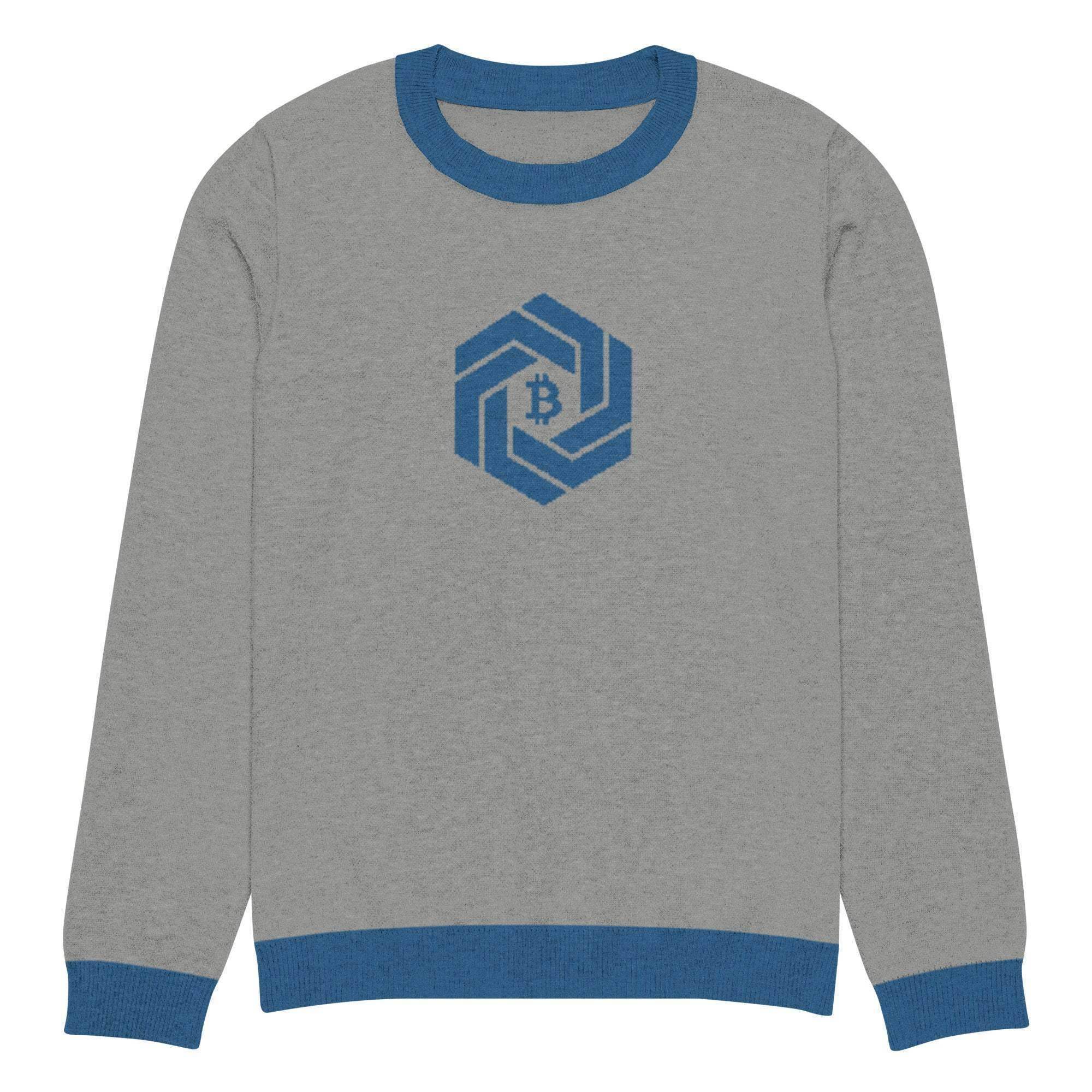 White Bitcoin Chain Knitted Crew Sweater - InvestmenTees