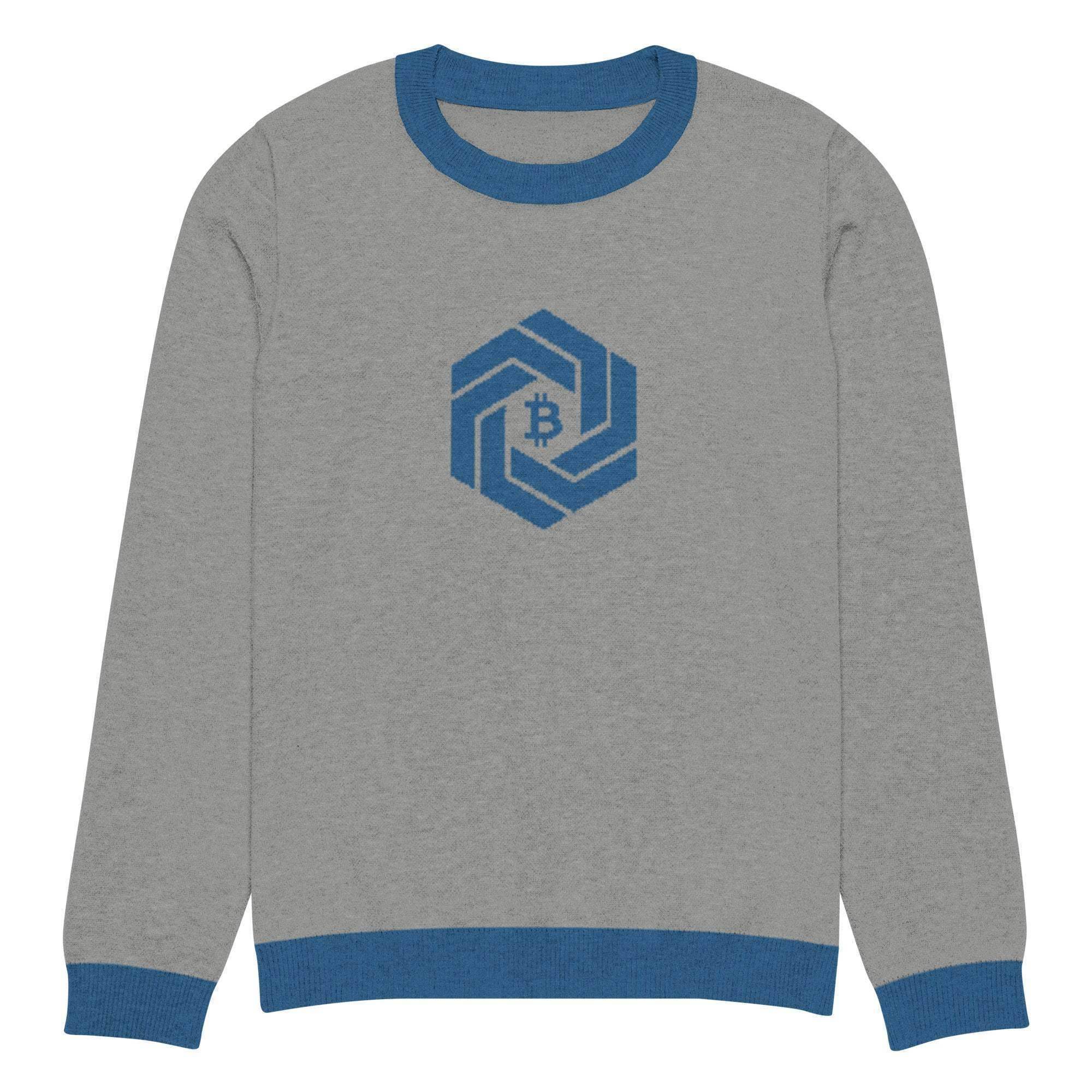 White Bitcoin Chain Knitted Crew Sweater - InvestmenTees