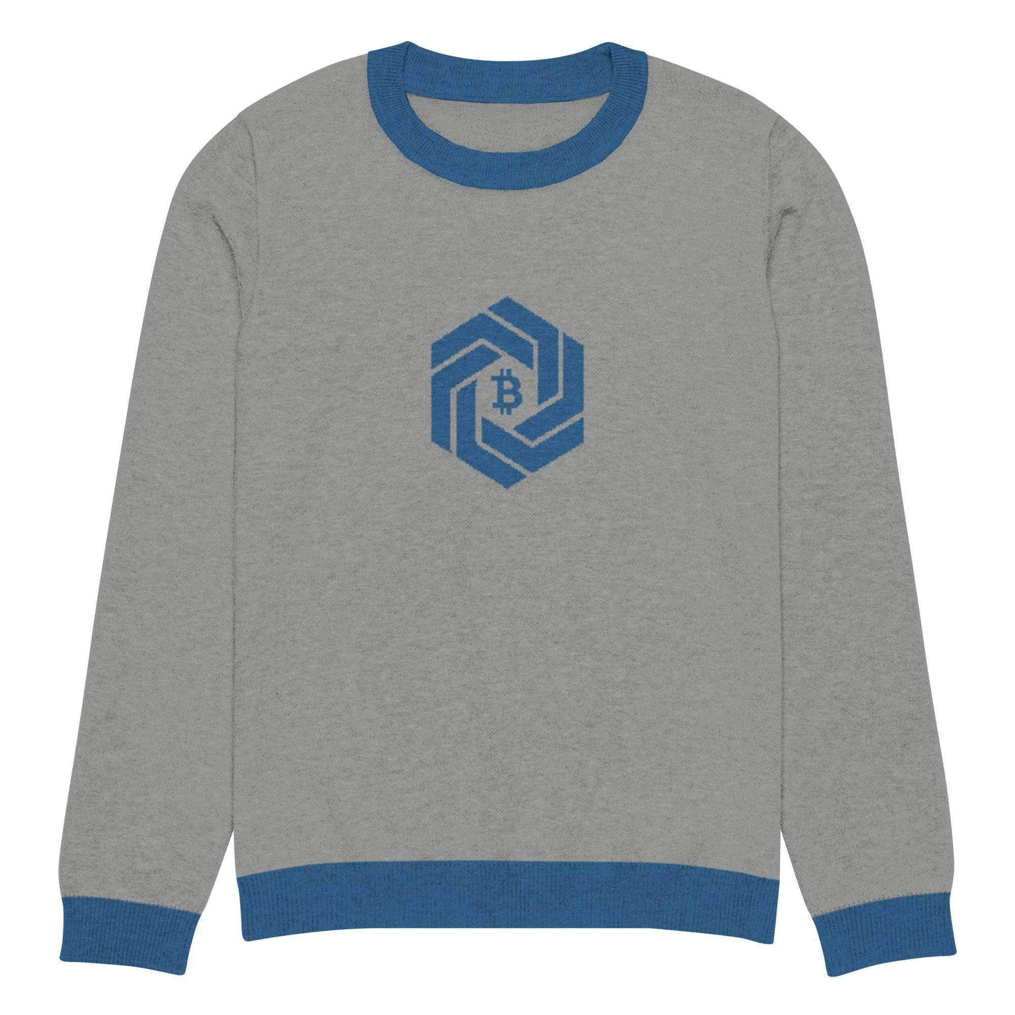 White Bitcoin Chain Knitted Crew Sweater - InvestmenTees