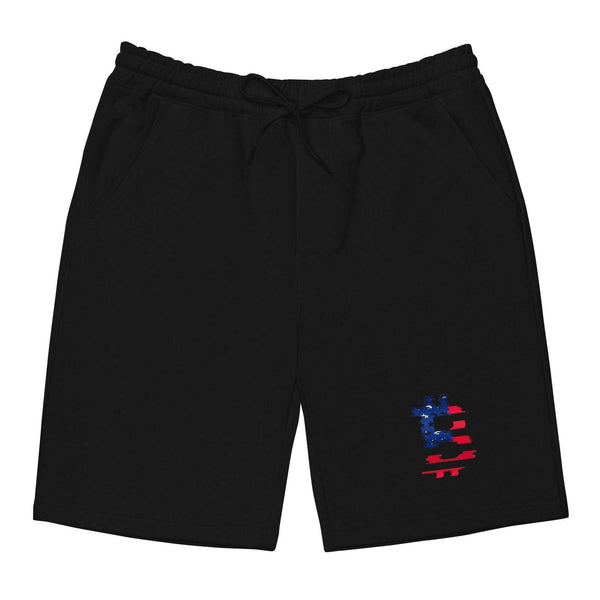 Bitcoin American Flag Fleece Shorts - InvestmenTees