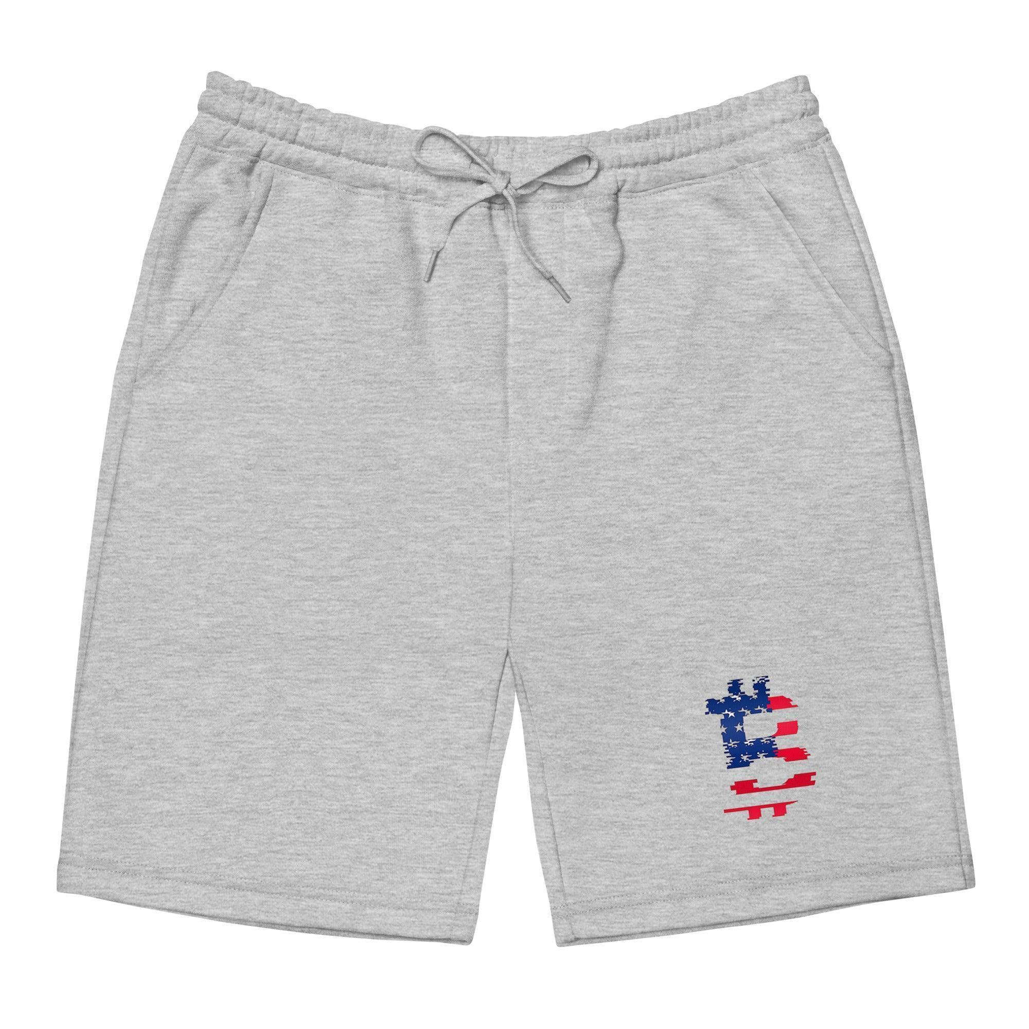 Bitcoin American Flag Fleece Shorts - InvestmenTees