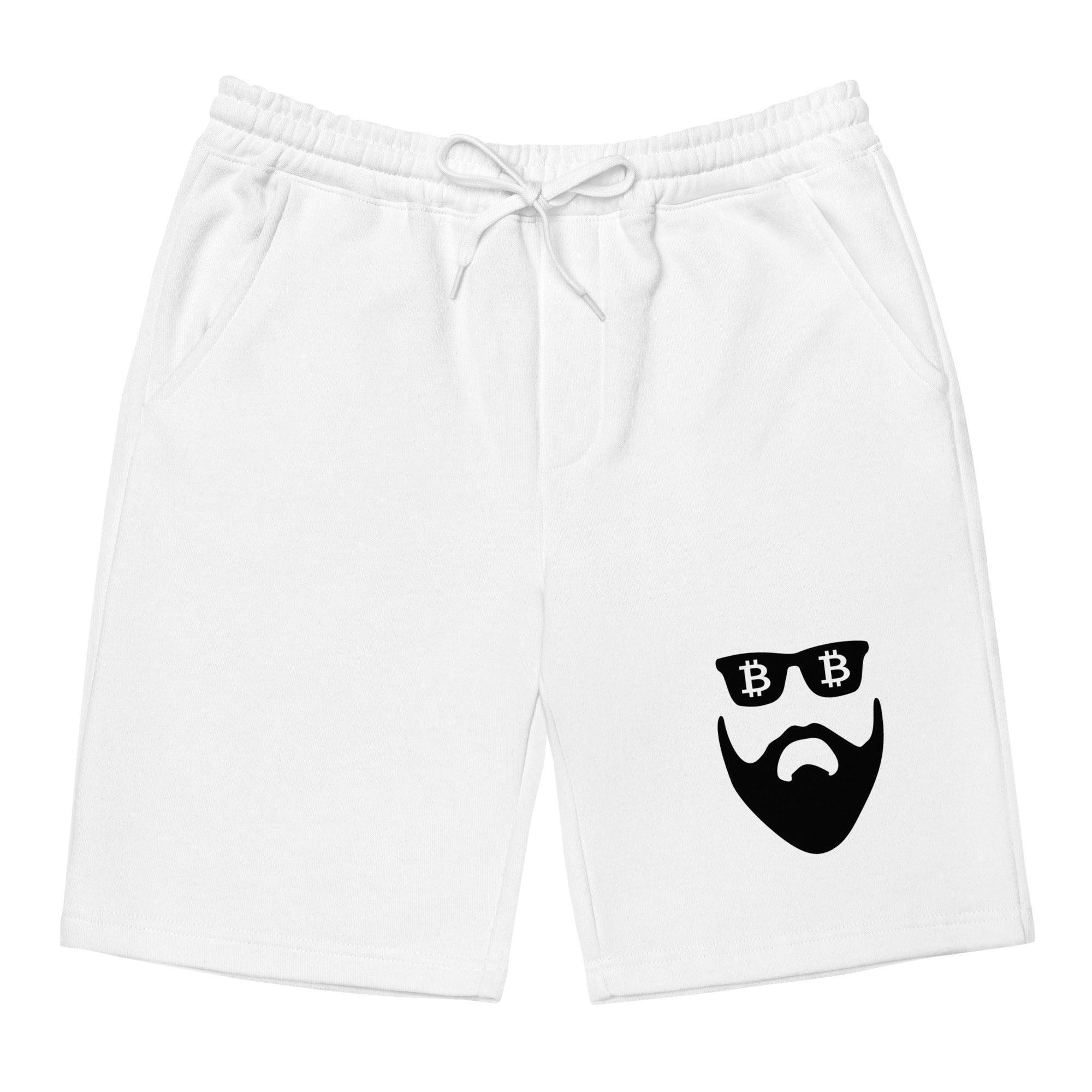 Bitcoin Mustache Face Fleece Shorts - InvestmenTees