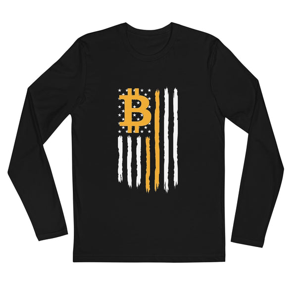 Bitcoin Stripe Flag Long Sleeve T-Shirt - InvestmenTees
